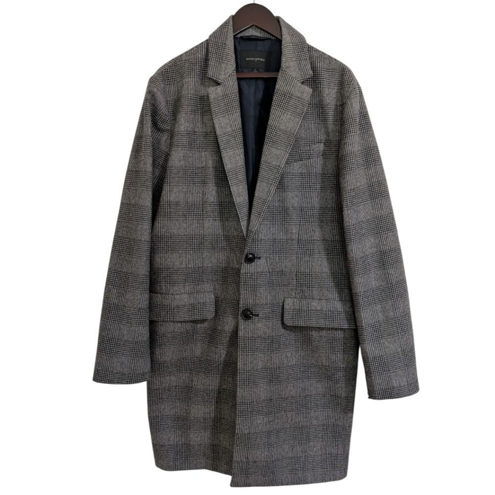 Banana Republic Grey Glen Plaid Patterned Top Coat - Size L